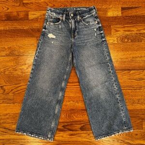 GAP Kids Wide Leg Low Stride Distressed Blue Jeans - GC - Size 8